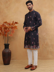 Cotton Blend Printed Straight Kurta Pyjama