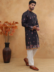 Cotton Blend Printed Straight Kurta Pyjama