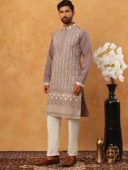 Classic Silk Blend Embroidered Kurta Pyjama Set