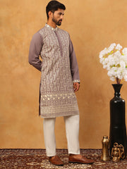 Classic Silk Blend Embroidered Kurta Pyjama Set