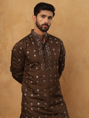 Festive Silk Blend Sequin Work Kurta Pyjama Set