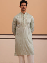 Mens Geometric Embroidered Kurta Set
