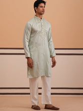 Mens Geometric Embroidered Kurta Set