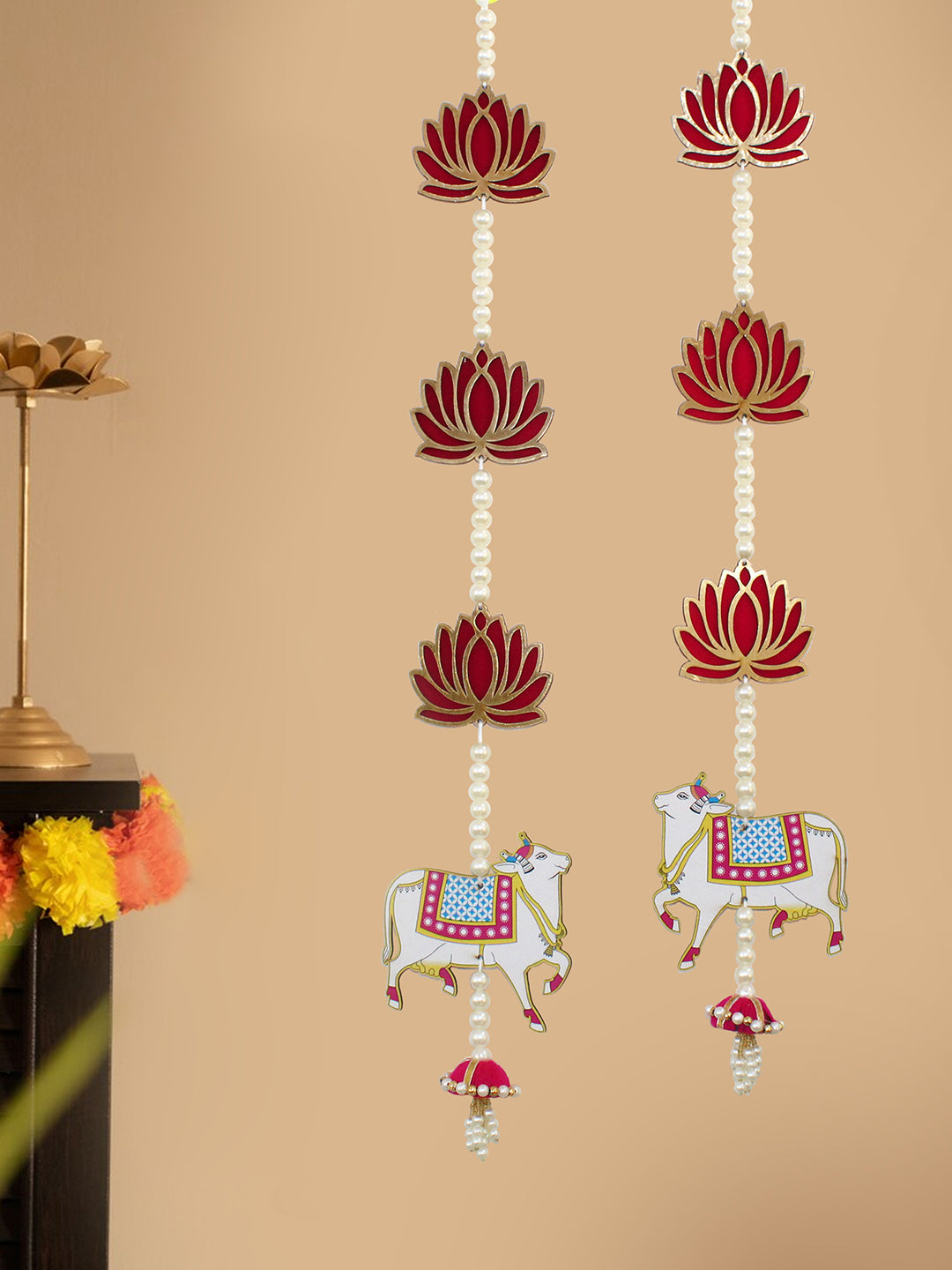 Pack of 2 Traditional Indian Garlands with Lotus Buds