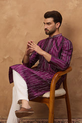purple silk blend geometric printed straight kurta