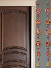 Handmade Lotus Wall and Door Hanging - Home Decor | Pooja Decor | Diwali Décor (36 Inches Height - Pack of 4)
