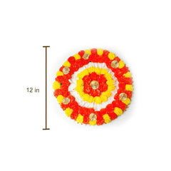 Reusable Rangoli Mats with Artificial Marigold, Gota Flowers - Set of 2