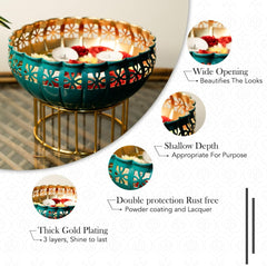 Green Urli Bowl with Stand for Home Décor & Table Decoration for Diwali Pooja and Other Festivals 1Pcs