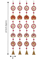 Handmade Lotus Wall and Door Hanging - Home Decor | Pooja Decor | Diwali Décor (36 Inches Height - Pack of 4)