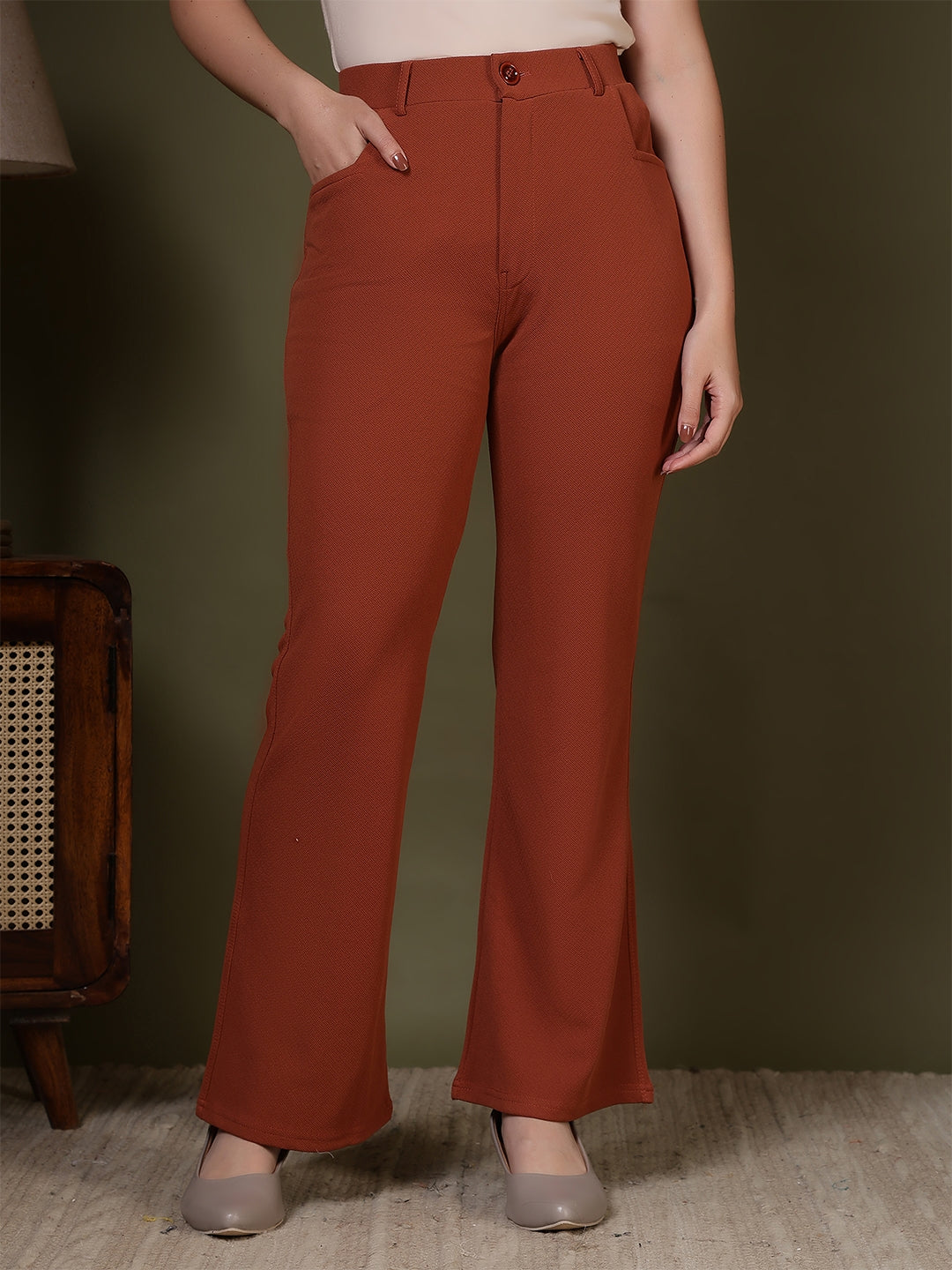 Women Relaxed Regular Fit Formal Trousers