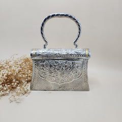 Adwita - Dual Tone Brass Carved Clutch for Women