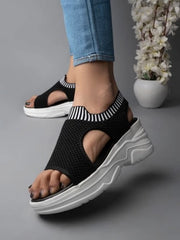 Shoetopia - Lightweight Comfortable Daily Wear & Trendy Flatforms Black Sandals for Women & Girls