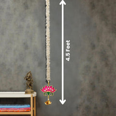 Lotus Bells Pink Pooja Room Decoration Item Used as Door Hanging, Diwali Decoration - 7Pcs