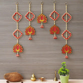 Handmade Lotus Door Wall Hanging | Toran Bandhanwar for Diwali - Set of 5 Pcs