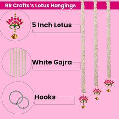 Lotus Bells Pink Pooja Room Decoration Item Used as Door Hanging, Diwali Decoration - 7Pcs