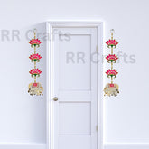 Pink Lotus with Cowcalf Hanging, 24 Inch Ganpati Decor & Diwali Decoration 2Pcs