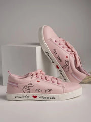 Shoetopia - Womens & Girls Pink Stylish Lace Up Casual Sneakers