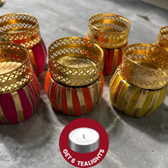 Floor Decoration Reusable Rangoli for Puja Decor|Tealight Candle Holder|Lotus Diya for Pooja, Festival Decor (6 pcs)