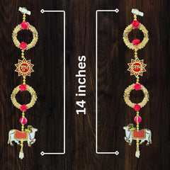 Velvet Handmade Wall Decor Shubh labh hangings toran with Jhumki Cow Hanging for Home Decor,Diwali Décor  (2 Pcs )