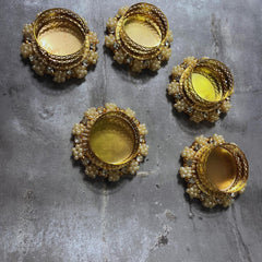 Tea Lights Floor Decoration Reusable Rangoli for Puja Decor|Tealight Candle Holder|Lotus Diya for Pooja, Festival Decor (4 pcs)