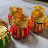 Floor Decoration Reusable Rangoli for Puja Decor|Tealight Candle Holder|Lotus Diya for Pooja, Festival Decor (6 pcs)