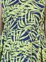 فستان بناتي أصفر وأزرق مطبوع بتصميم هاي لو مع حشوة من التول