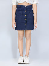 تنورة جينز للبنات بأزرار أمامية