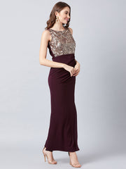 athena burgundy brown embellished maxi dress