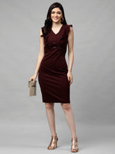 athena women burgundy solid sheath dress