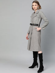 athena women grey melange solid overcoat 1