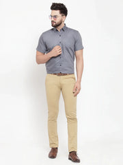 Grey Men's Cotton Half Sleeves Solid Formal Shirts ( SF 754Grey )