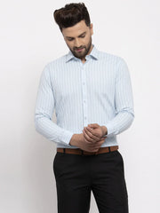 Blue Men's Cotton Striped Formal Shirt's ( SF 770Sky )