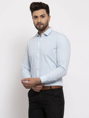 Blue Men's Cotton Striped Formal Shirt's ( SF 770Sky )