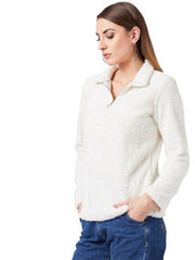 athena women white solid sweatshirt