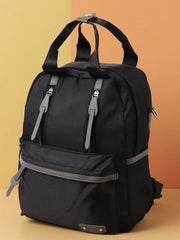 Haute Sauce - Solid Casual Backpack with Zip Lock For Women