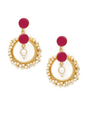 SOHI - MAROON STONES PEARL EARRING