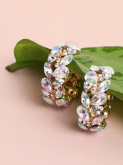 قرط حلقي مطلي بالذهب بتصميم حجري