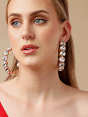 SOHI - Gold Plated Party Designer Stone Hoop Earring For Women