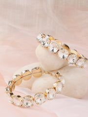 SOHI - Gold Plated Party Designer Stone Hoop Earring For Women