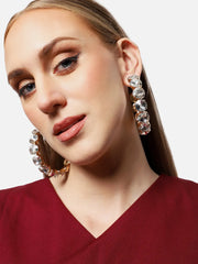 SOHI - Gold Plated Party Designer Stone Hoop Earring For Women