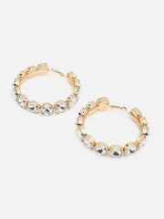 SOHI - Gold Plated Party Designer Stone Hoop Earring For Women