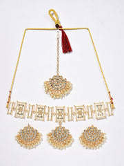 SOHI - WHITE NECKLACE WITH MAANGTIKA & EARRING SET