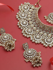 SOHI - Gold Plated Kundan Necklace, Earrings and Maang Tikka Set
