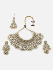 SOHI - Gold Plated Kundan Necklace, Earrings and Maang Tikka Set