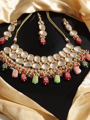 SOHI - MULTI COLOUR KUNDAN JEWELLERY SET
