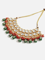 SOHI - Gold Plated Designer Kundan Party Necklace, Earring and Maang Tikka Set
