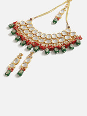 SOHI - Gold Plated Designer Kundan Party Necklace, Earring and Maang Tikka Set
