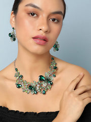 Silver Plated Designer Stone Party Necklace and Earring Set
