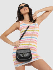 حقيبة كتف بإبزيم على شكل حدوة حصان - أسود