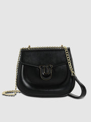 حقيبة كتف بإبزيم على شكل حدوة حصان - أسود